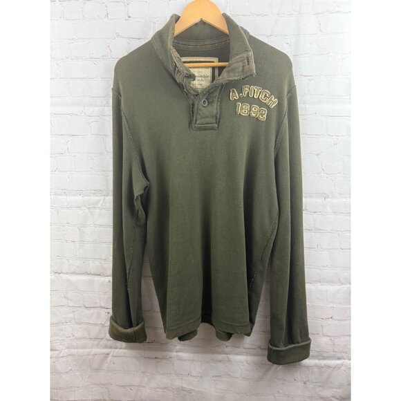 Abercrombie & Fitch Sweatshirt Mens Size XL Olive Green Distressed Grunge (READ) - Picture 1 of 13